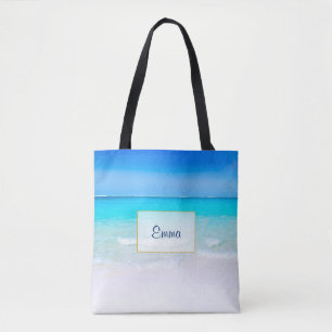 Tropical Beach with a Turquoise Sea Personalised Tote Bag