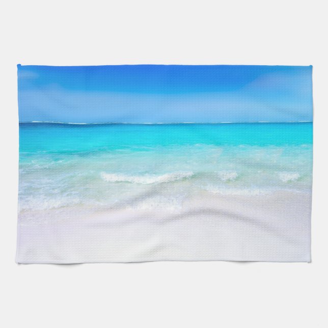 Tropical Beach with a Turquoise Sea Tea Towel (Horizontal)