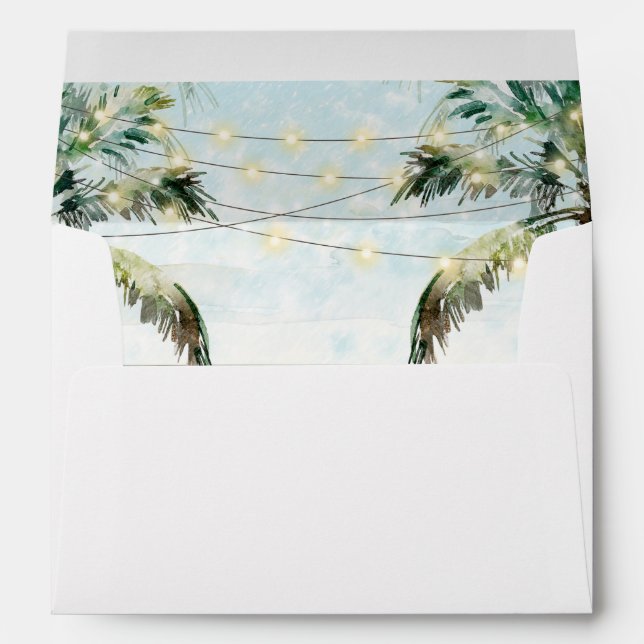 tropical beach with palm trees lined envelopes (Back (Bottom))