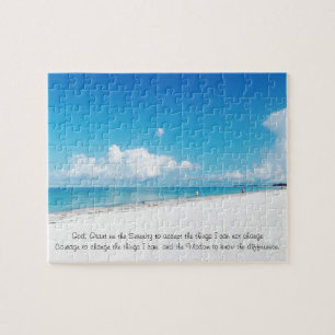 Tropical Beach with Serenity Prayer Jigsaw Puzzle
