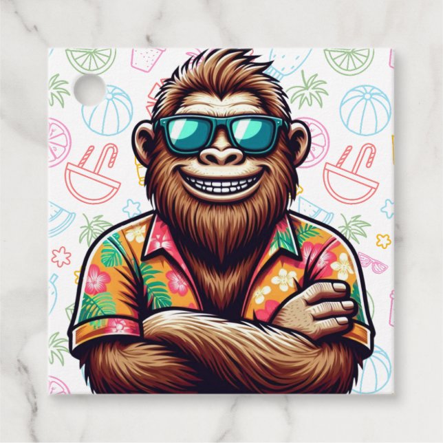 Tropical/beach yeti/bigfoot  favour tags (Front)