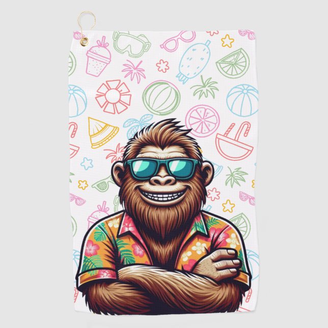 Tropical/beach yeti/bigfoot  golf towel (Front)