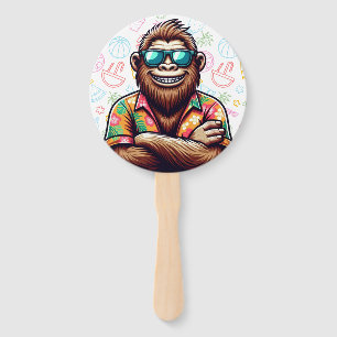 Tropical/beach yeti/bigfoot  hand fan