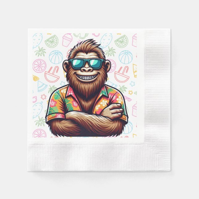 Tropical/beach yeti/bigfoot  napkin (Front)