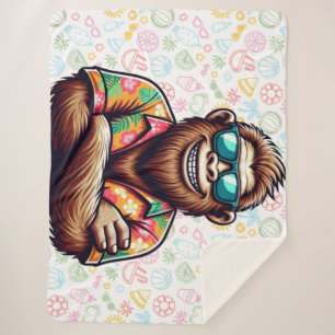 Tropical/beach yeti/bigfoot  sherpa blanket
