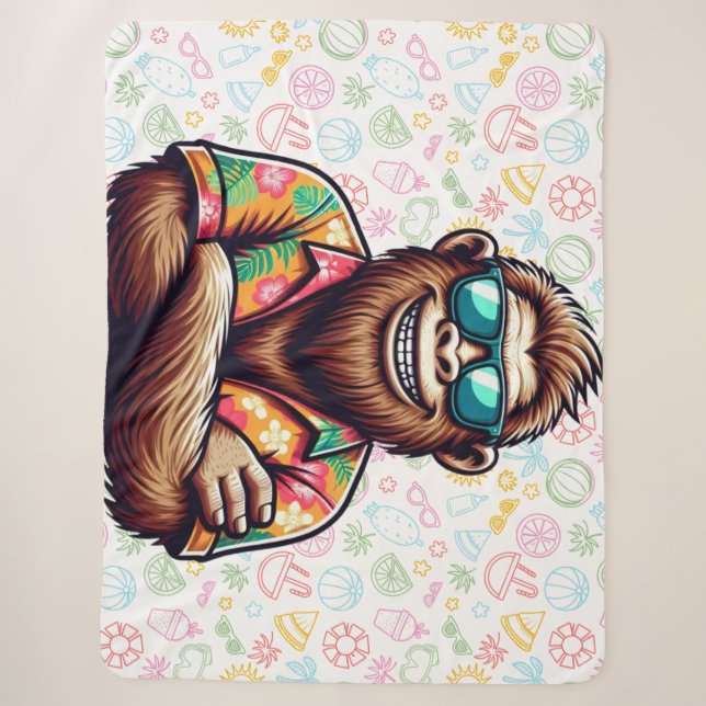 Tropical/beach yeti/bigfoot  sherpa blanket (Front)