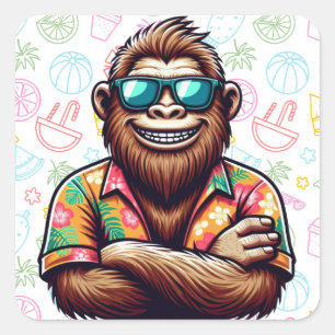 Tropical/beach yeti/bigfoot  square sticker