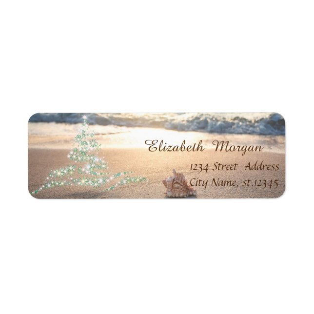 Tropical Beache Seashell, Christmas Tree Holiday (Front)