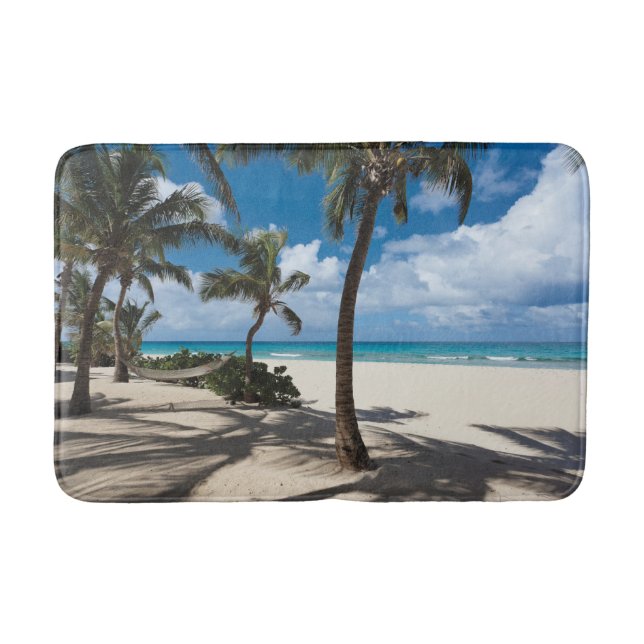 Tropical Beaches | Anguilla Beach, Palm Tree Bath Mat (Front)