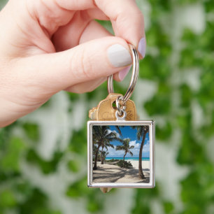 Tropical Beaches Anguilla Beach, Palm Tree Key Ring