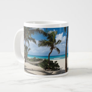 Tropical Beaches   Anguilla Beach, Palm Tree Large Coffee Mug
