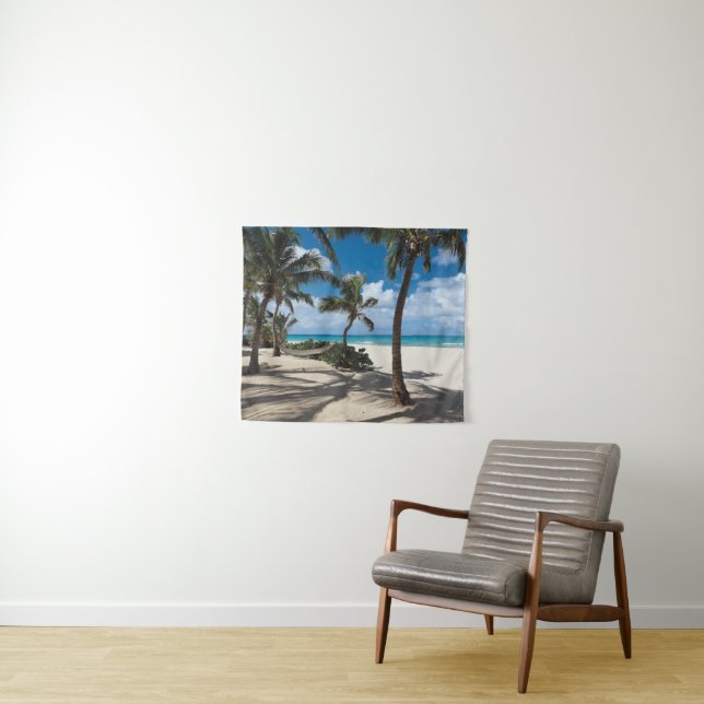 Tropical Beaches | Anguilla Beach, Palm Tree Tapestry (In Situ (Horizontal))