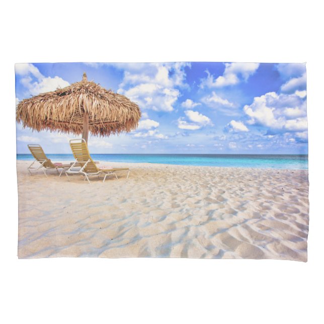 Tropical Beaches | Aruba Sandy Beach Pillowcase (Front)