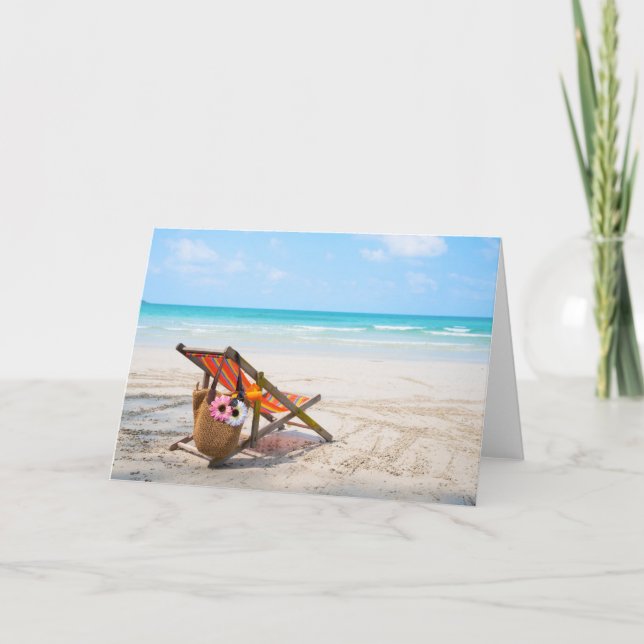 Tropical Beaches | Beach Chair on Sand Card (Front)