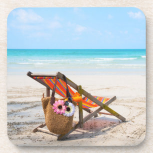 Tropical Beaches   Beach Chair on Sand Coaster