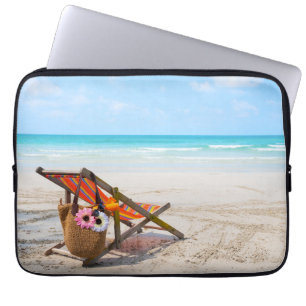 Tropical Beaches Beach Chair on Sand Laptop Sleeve
