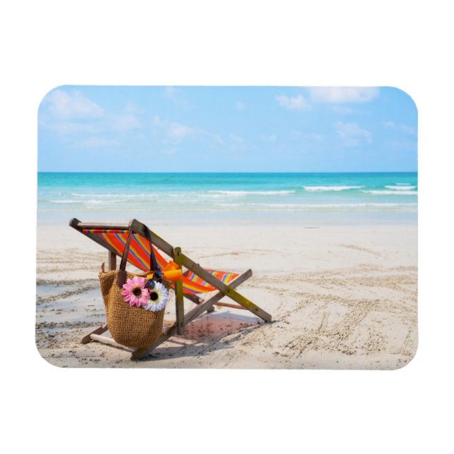 Tropical Beaches | Beach Chair on Sand Magnet (Horizontal)