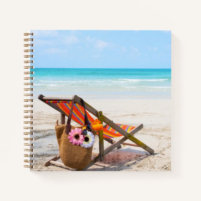 Tropical Beaches | Beach Chair on Sand Notebook (Front)