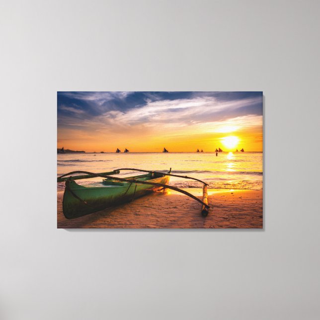 Tropical Beaches | Boracay's White Beach Canvas Print (Front)