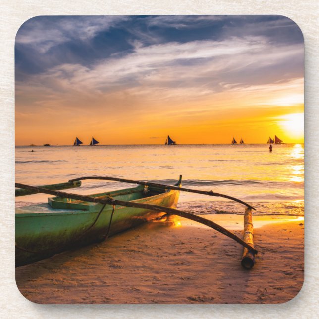 Tropical Beaches | Boracay's White Beach Coaster (Front)