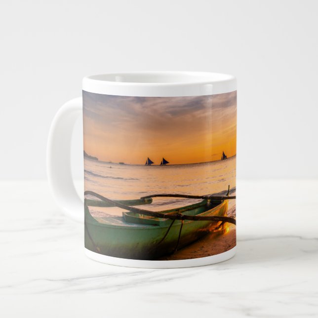 Tropical Beaches | Boracay's White Beach Large Coffee Mug (Front Left)