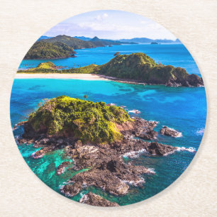 Tropical Beaches El Nido Phillipines Round Paper Coaster