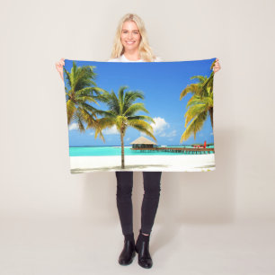Tropical Beaches   Island & Lagoon, Maldives Fleece Blanket