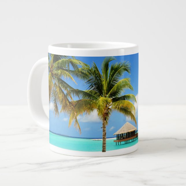 Tropical Beaches | Island & Lagoon, Maldives Large Coffee Mug (Front Left)
