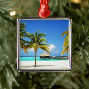 Tropical Beaches Island & Lagoon, Maldives Metal Tree Decoration