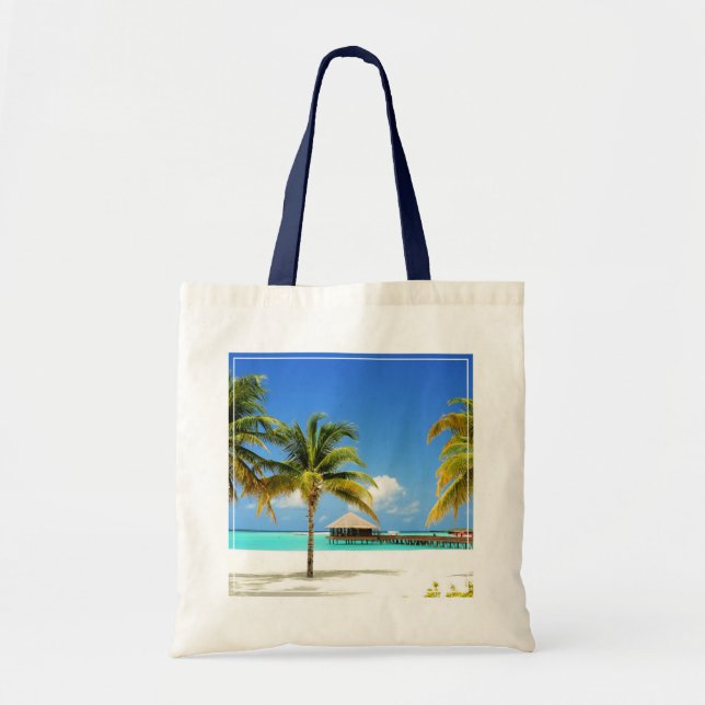 Tropical Beaches | Island & Lagoon, Maldives Tote Bag (Front)