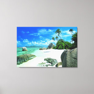 Tropical Beaches   La Digue Island Canvas Print