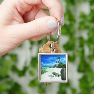 Tropical Beaches La Digue Island Key Ring