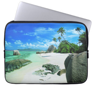 Tropical Beaches La Digue Island Laptop Sleeve