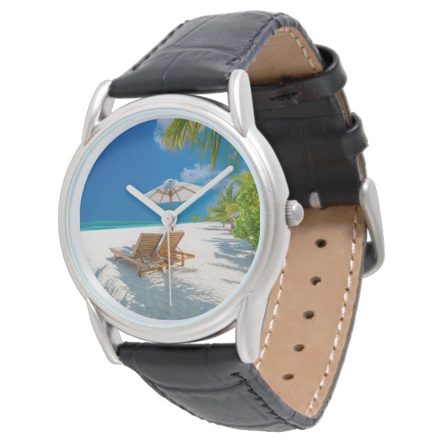 Tropical Beaches | Lounge Chairs Beach, Bora Bora Watch (Angled)