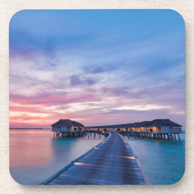 Tropical Beaches | Maldives Bungalows Coaster (Front)