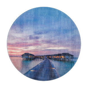 Tropical Beaches   Maldives Bungalows Cutting Board