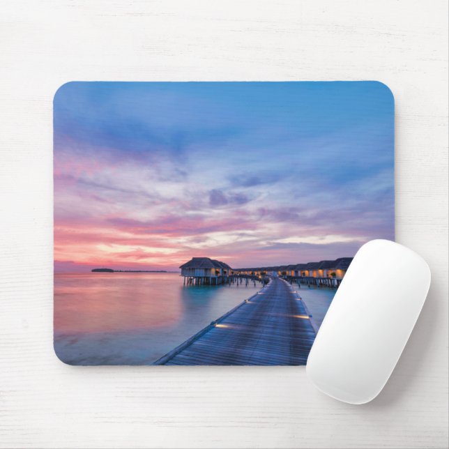 Tropical Beaches | Maldives Bungalows Mouse Pad (With Mouse)