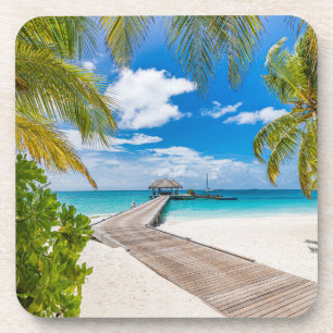 Tropical Beaches   Maldives Island Wooden Jetty Coaster