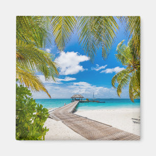 Tropical Beaches Maldives Island Wooden Jetty Magnet