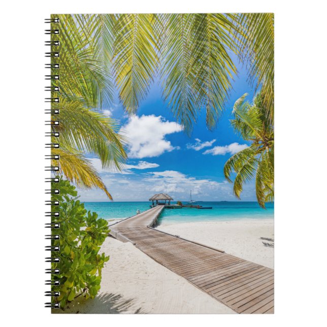 Tropical Beaches | Maldives Island Wooden Jetty Notebook (Front)