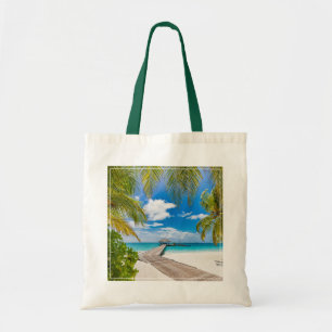 Tropical Beaches   Maldives Island Wooden Jetty Tote Bag