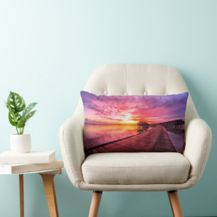 Tropical Beaches    Maldives Sunset Lumbar Cushion