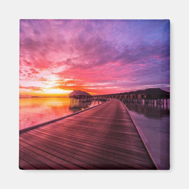 Tropical Beaches |  Maldives Sunset Magnet (Front)