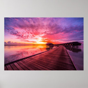 Tropical Beaches    Maldives Sunset Poster
