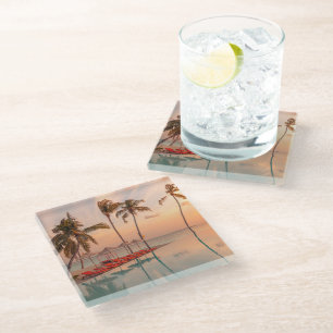 Tropical Beaches   Maldives Tropical Beach & Pool Glass Coaster