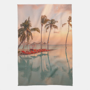 Tropical Beaches   Maldives Tropical Beach & Pool Tea Towel