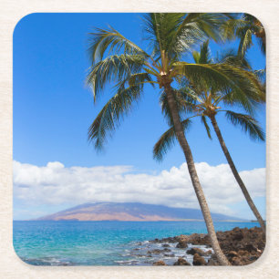 Tropical Beaches   Maui Hawaii Island Square Paper Coaster