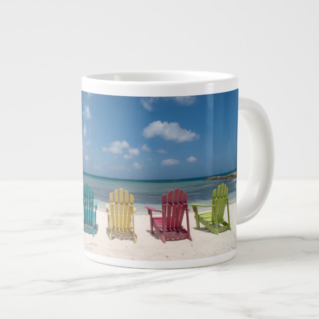 Tropical Beaches | Palm Beach, Aruba Large Coffee Mug (Front Right)