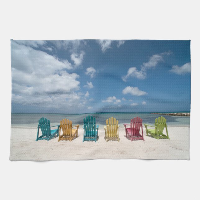 Tropical Beaches | Palm Beach, Aruba Tea Towel (Horizontal)