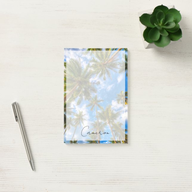 Tropical Beaches | Palm Trees on Blue Sky Post-it Notes (Office)